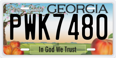 GA license plate PWK7480