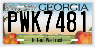 GA license plate PWK7481