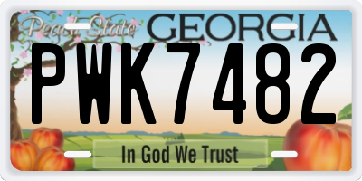 GA license plate PWK7482
