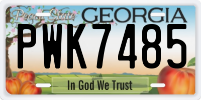 GA license plate PWK7485