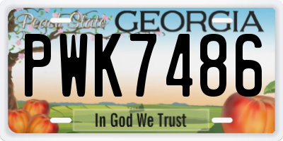 GA license plate PWK7486