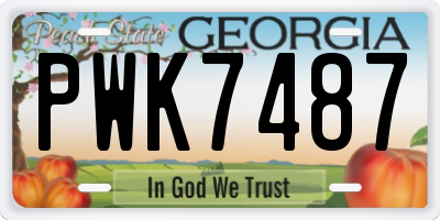 GA license plate PWK7487