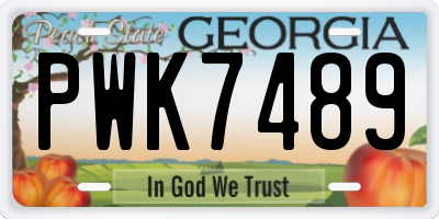 GA license plate PWK7489