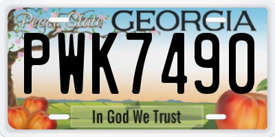 GA license plate PWK7490