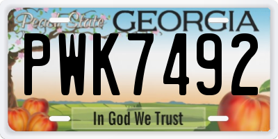 GA license plate PWK7492