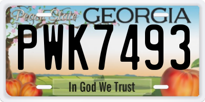 GA license plate PWK7493
