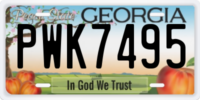 GA license plate PWK7495