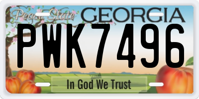 GA license plate PWK7496