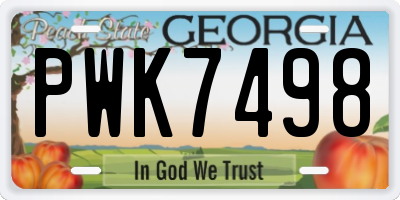 GA license plate PWK7498