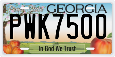 GA license plate PWK7500