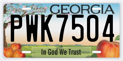 GA license plate PWK7504