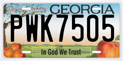 GA license plate PWK7505