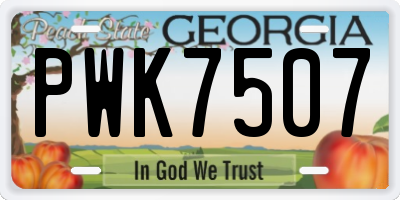GA license plate PWK7507