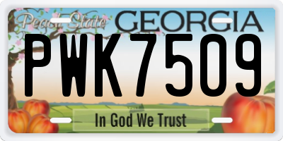 GA license plate PWK7509