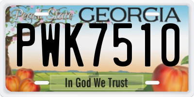GA license plate PWK7510