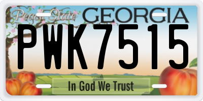 GA license plate PWK7515