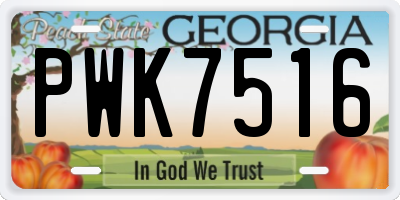 GA license plate PWK7516