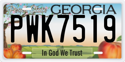 GA license plate PWK7519