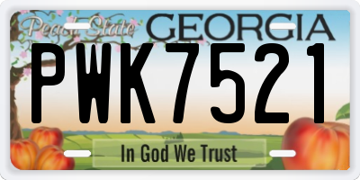 GA license plate PWK7521