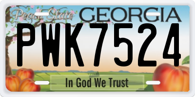 GA license plate PWK7524