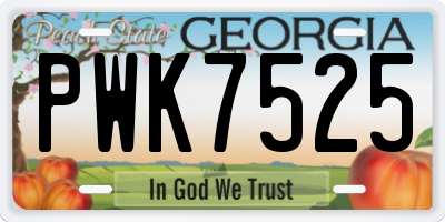 GA license plate PWK7525