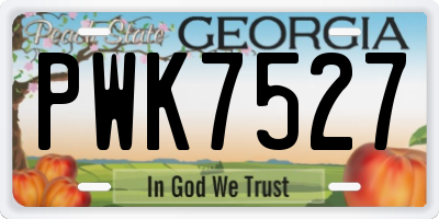 GA license plate PWK7527