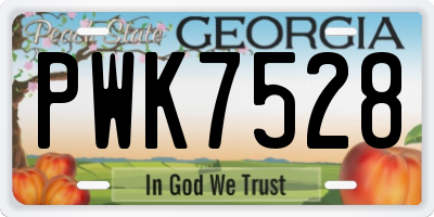GA license plate PWK7528