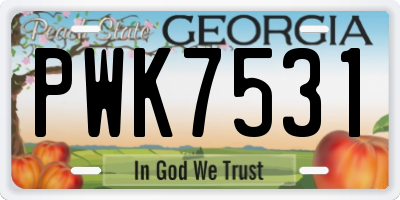 GA license plate PWK7531