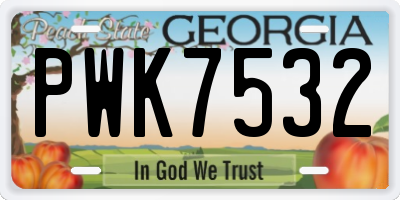 GA license plate PWK7532