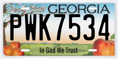 GA license plate PWK7534