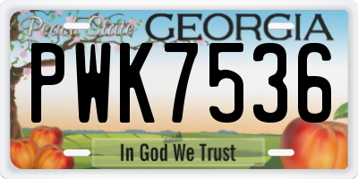GA license plate PWK7536