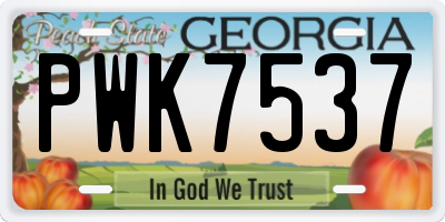 GA license plate PWK7537