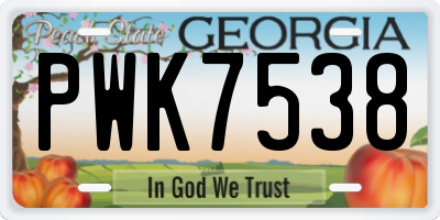 GA license plate PWK7538
