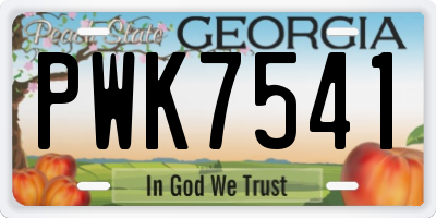 GA license plate PWK7541