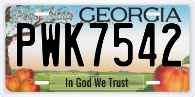 GA license plate PWK7542