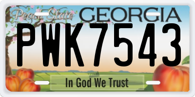 GA license plate PWK7543