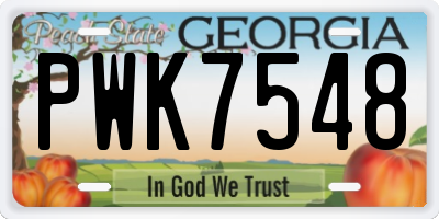 GA license plate PWK7548