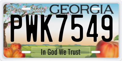 GA license plate PWK7549