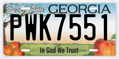 GA license plate PWK7551