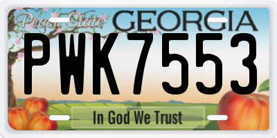 GA license plate PWK7553