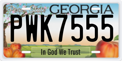 GA license plate PWK7555
