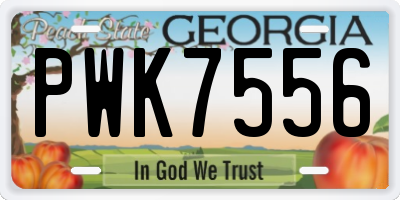GA license plate PWK7556