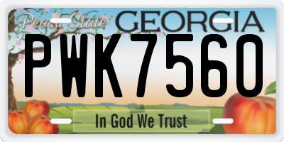 GA license plate PWK7560