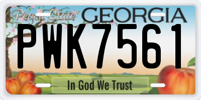 GA license plate PWK7561