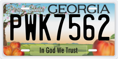 GA license plate PWK7562