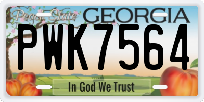 GA license plate PWK7564
