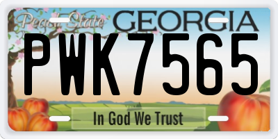 GA license plate PWK7565