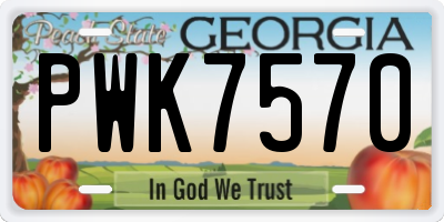 GA license plate PWK7570