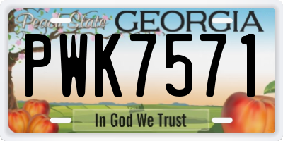 GA license plate PWK7571