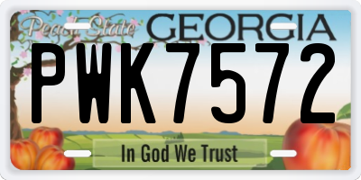 GA license plate PWK7572